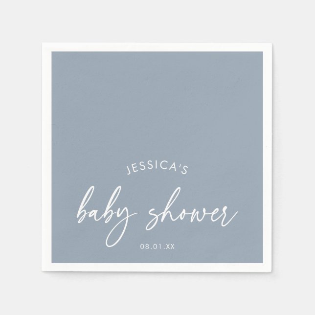 Whimsicaler Staubblauer Minimalistischer Babyshowe Serviette (Vorderseite)