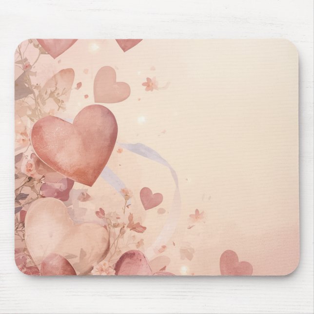 Whimsicaler Staubrosen-Herzkaskaden-Abstrakt Mousepad (Vorne)