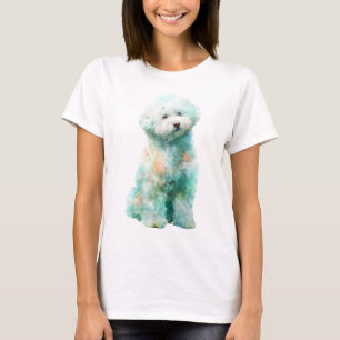 Whimsicaler Teal-Wasserfarben-Bichon-Frise-Hund Fr T-Shirt