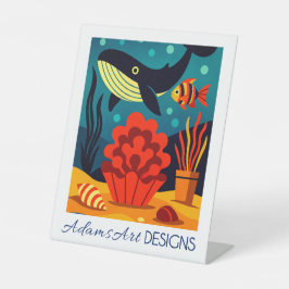 Whimsicaler Unterwasserwal & Koralle Sockelschild