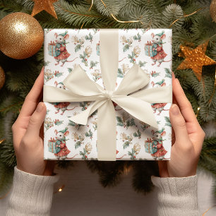 Whimsicaler Vintage-Weihnachtsmaus-Wrap-Papier  Geschenkpapier