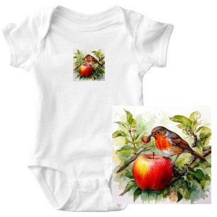 Whimsicaler Vogel & Apfelgenuss Baby Strampler