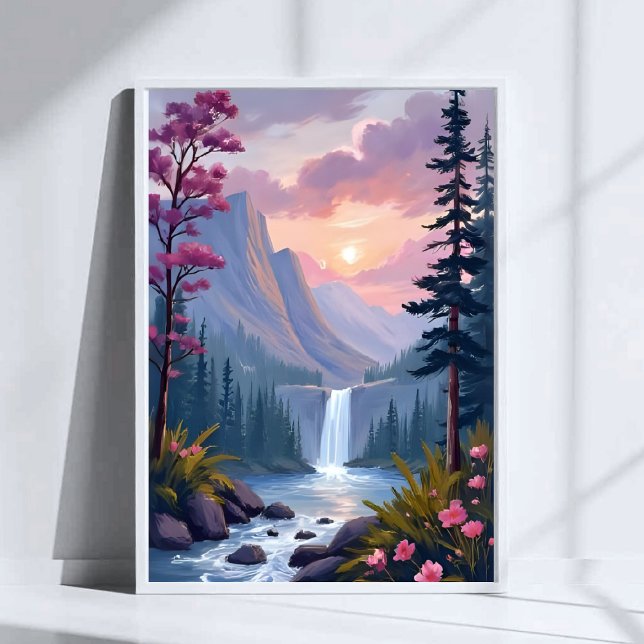 Whimsicaler Wasserfall | Magische Blumenlandschaft Poster (Von Creator hochgeladen)
