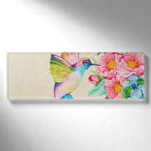 Whimsicaler Wasserfarb-Hummingbird und Blumen