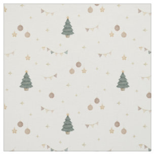 Whimsicaler Wasserfarb-Weihnachtsbaum Festlich Stoff