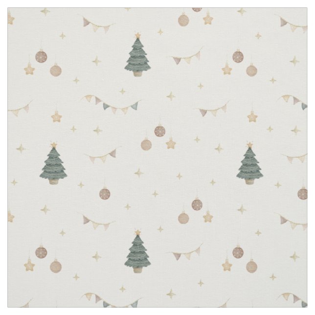 Whimsicaler Wasserfarb-Weihnachtsbaum Festlich Stoff (Muster)