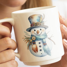 Whimsicaler Wasserfarben-Boho-Schneemann-Weihnacht