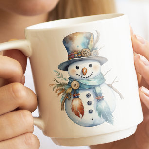 Whimsicaler Wasserfarben-Boho-Schneemann-Weihnacht Kaffeetasse