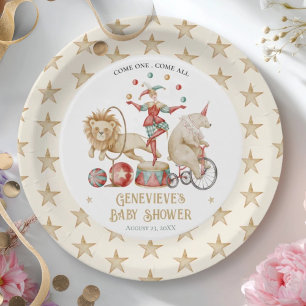 Whimsicaler Wasserfarben-Zirkus-Karneval-Baby-Part Pappteller