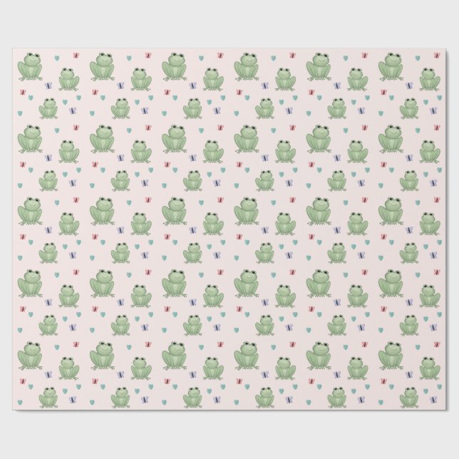Whimsicaler Wasserfrosch-Babyshower in Rosa Geschenkpapier (Flach)