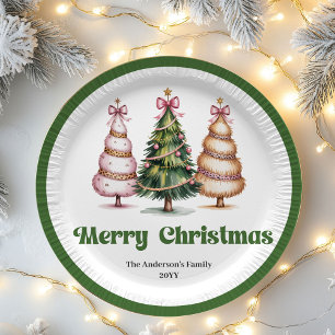 Whimsicaler Weihnachtsbaum personalisierter Name P Pappteller