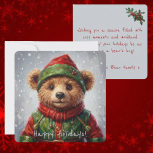 Whimsicaler Weihnachtself-Teddybär im malerischen Feiertagskarte