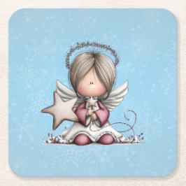 Whimsicaler Weihnachtsengel Rechteckiger Pappuntersetzer