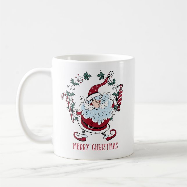 Whimsicaler Weihnachtsmann  Kaffeetasse (Links)