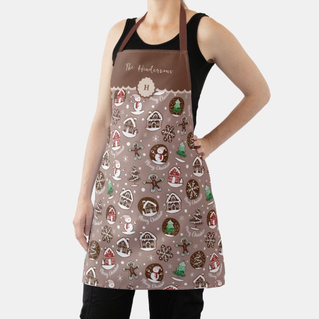 Whimsicaler Weihnachtsmonogramm-Gebäck-Backen  Schürze (InSitu)