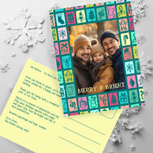 Whimsicaler Weihnachtsraster Süßer Benutzerdefinie Feiertagspostkarte