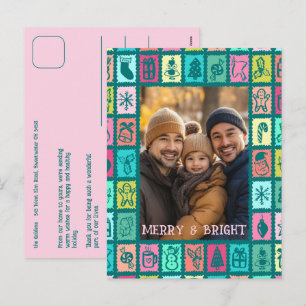 Whimsicaler Weihnachtsraster Süßer Maßanzug Feiertagspostkarte