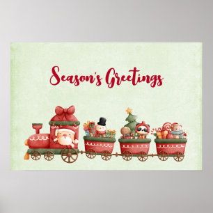 Whimsicaler Weihnachtszug mit Spielzeug Poster
