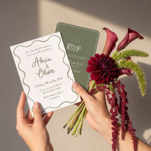 Whimsicaler welliger Rand Moderne Schrift Hochzeit