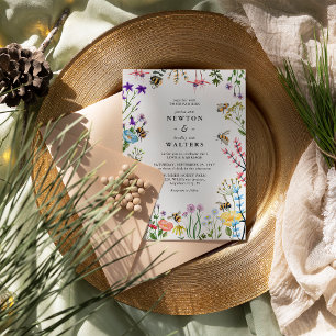 Whimsicaler Wildblumengarten Sommer Boho Hochzeit Einladung