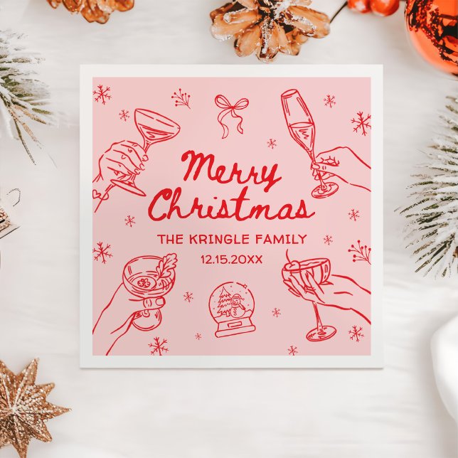 Whimsicalische handgezeichnete Weihnachtsfeier  Serviette (Von Creator hochgeladen)