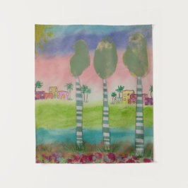 Whimsicalische Tropenlandschaft Wandteppich