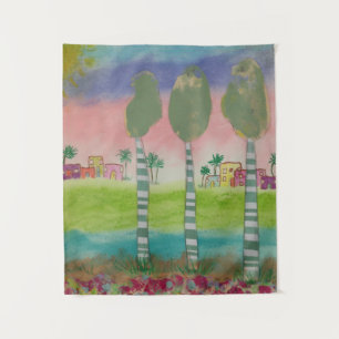 Whimsicalische Tropenlandschaft Wandteppich