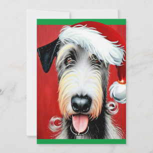 Whimsicalische Weihnachts-Irish Wolfhound-Karte Einladung