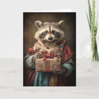 Whimsicalischer Weihnachtswaschbär Feiertagskarte