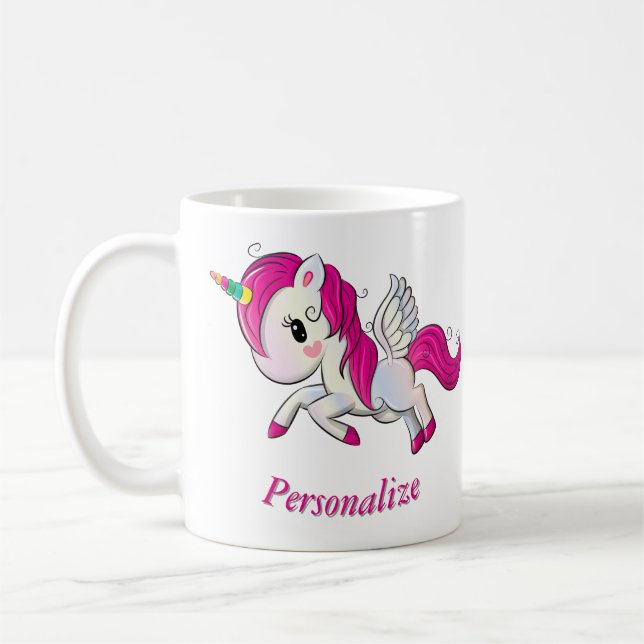 Whimsicle Flying Unicorn Pegasus Rainbow Horn Kaffeetasse (Links)