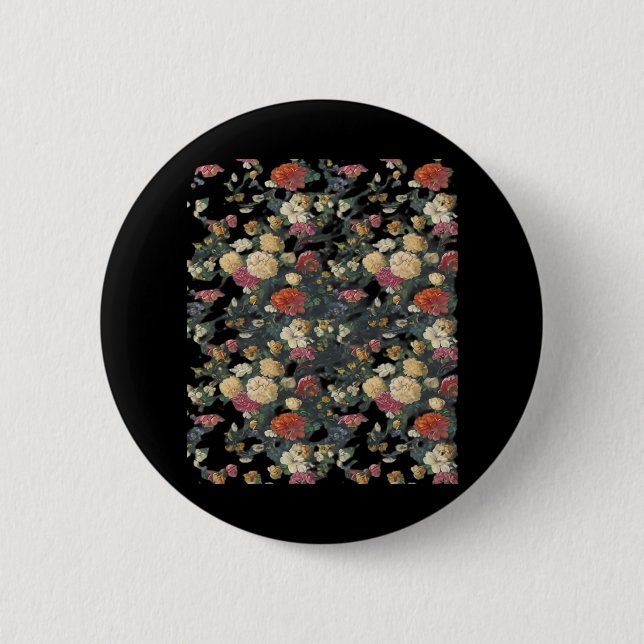 Whimsigoth-Alte-Viktorianische-Blumen-Ölgemälde-Kl Button (Vorderseite)