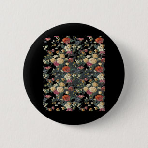 Whimsigoth Alte Viktorianische Blumenölgemälde Button