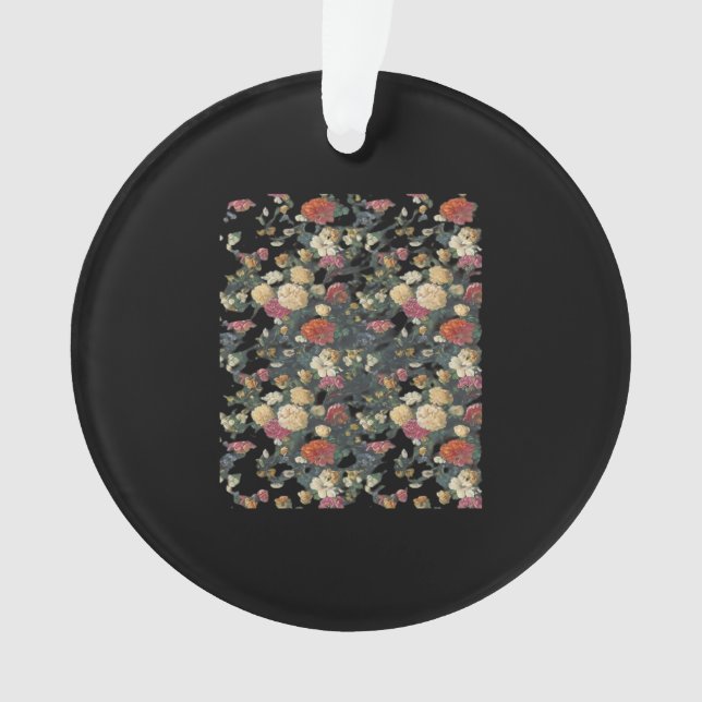 Whimsigoth Alte Viktorianische Blumenölgemälde Ornament (Vorderseite)