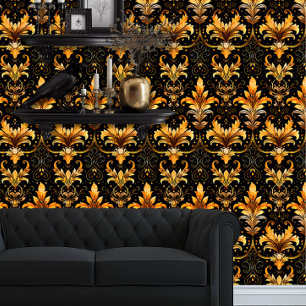 Whimsigoth Black and Gold Fauna Tapete