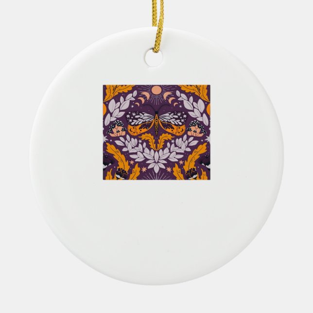 Whimsigoth Butterfly Florals - Lila, Lavender An Keramik Ornament (Vorne)