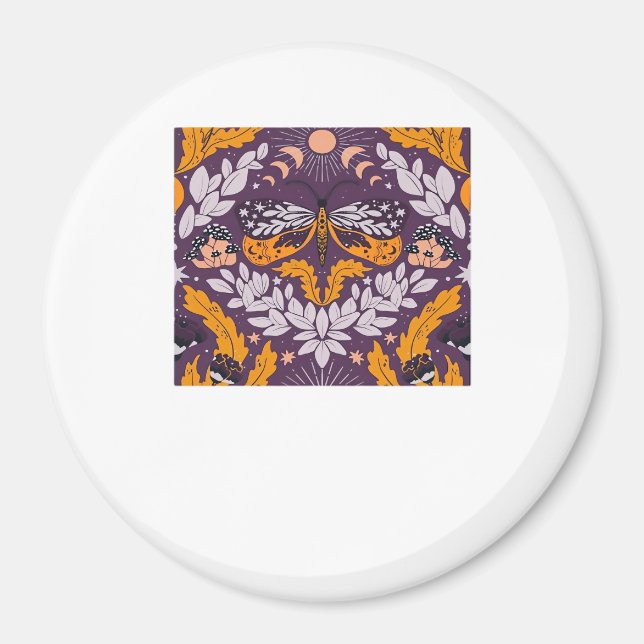 Whimsigoth Butterfly Florals - Lila, Lavender An Magnet (Vorne)