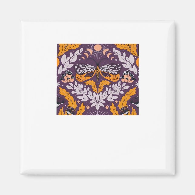 Whimsigoth Butterfly Florals - Lila, Lavender An Magnet (Vorne)
