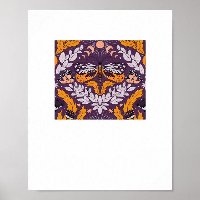 Whimsigoth Butterfly Florals - Lila, Lavender An Poster (Vorne)