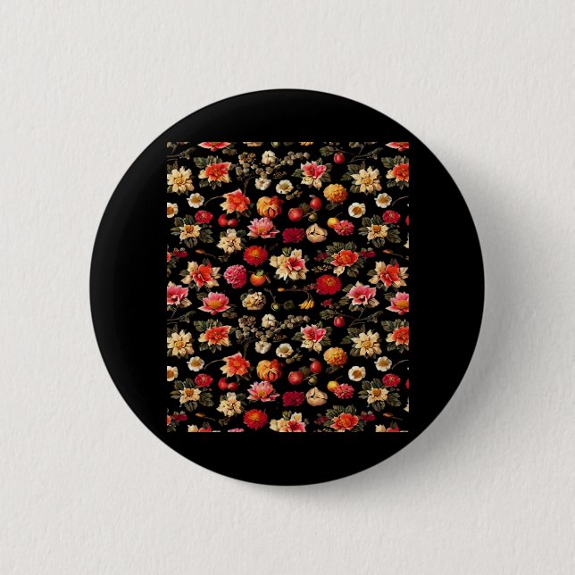 Whimsigoth Chintz Vintages Ölgemälde Button (Vorderseite)