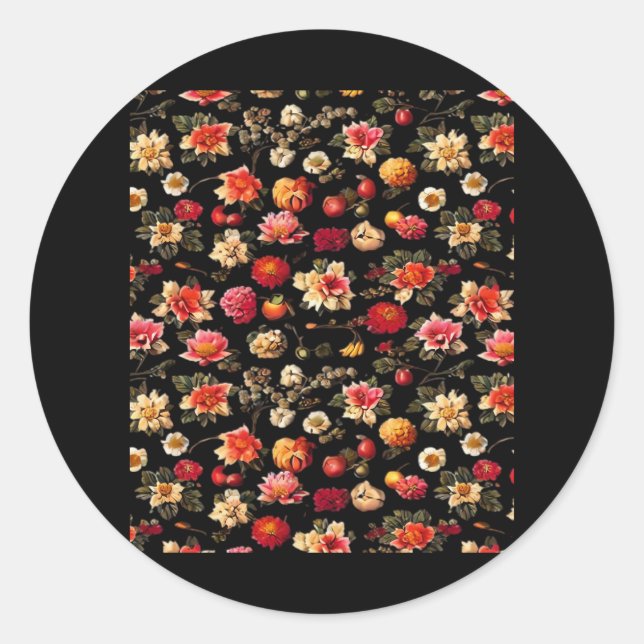 Whimsigoth Chintz Vintages Ölgemälde Runder Aufkleber (Vorderseite)
