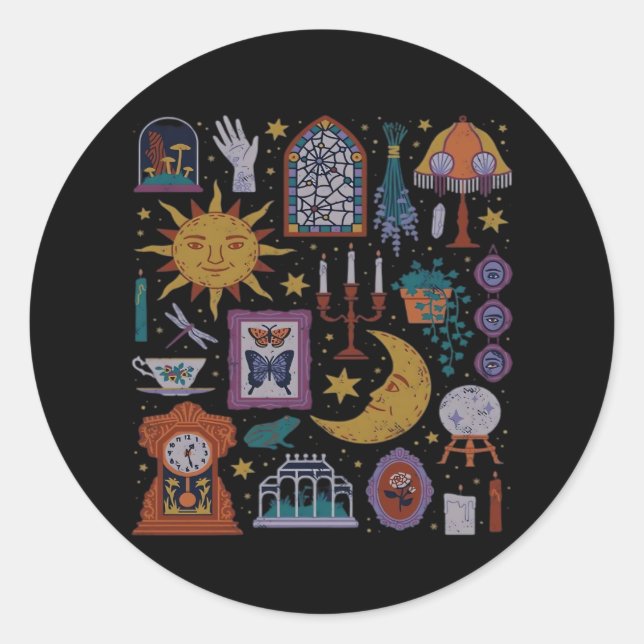 Whimsigoth Classic - Gotische Romantik Herbstästhe Runder Aufkleber (Vorderseite)