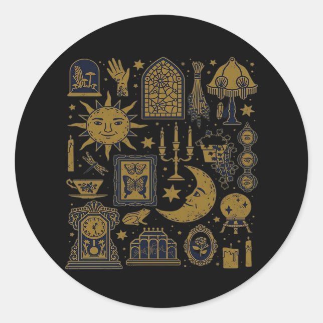 Whimsigoth Classic - Mystische Monde & Wälder Runder Aufkleber (Vorderseite)