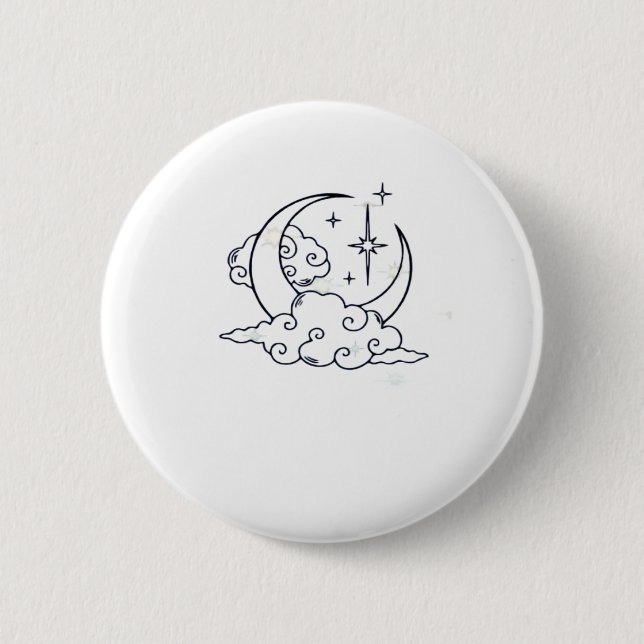 Whimsigoth Clouds Moon Witchy Classic Button (Vorderseite)