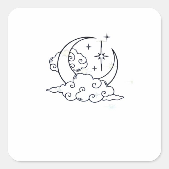 Whimsigoth Clouds Moon Witchy Classic Quadratischer Aufkleber (Vorderseite)