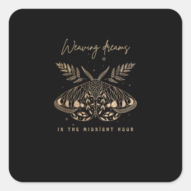 Whimsigoth Cotattcore Goblincore Mystical Motion G Quadratischer Aufkleber (Vorderseite)