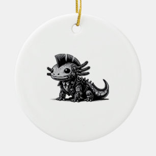 Whimsigoth Cyborg Axolotl Vintag Art Design Class Keramik Ornament