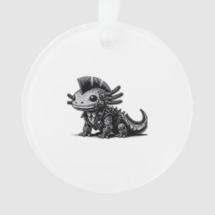 Whimsigoth Cyborg Axolotl Vintag Art Design Class Ornament