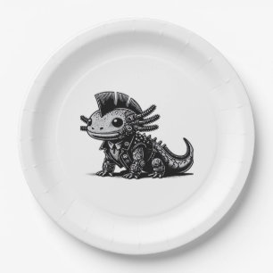 Whimsigoth Cyborg Axolotl Vintag Art Design Class Pappteller