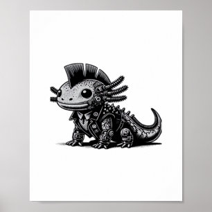 Whimsigoth Cyborg Axolotl Vintag Art Design Class Poster
