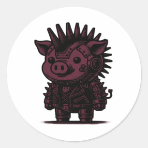 Whimsigoth Cyborg Faultier Vintage Art Design Klas Runder Aufkleber